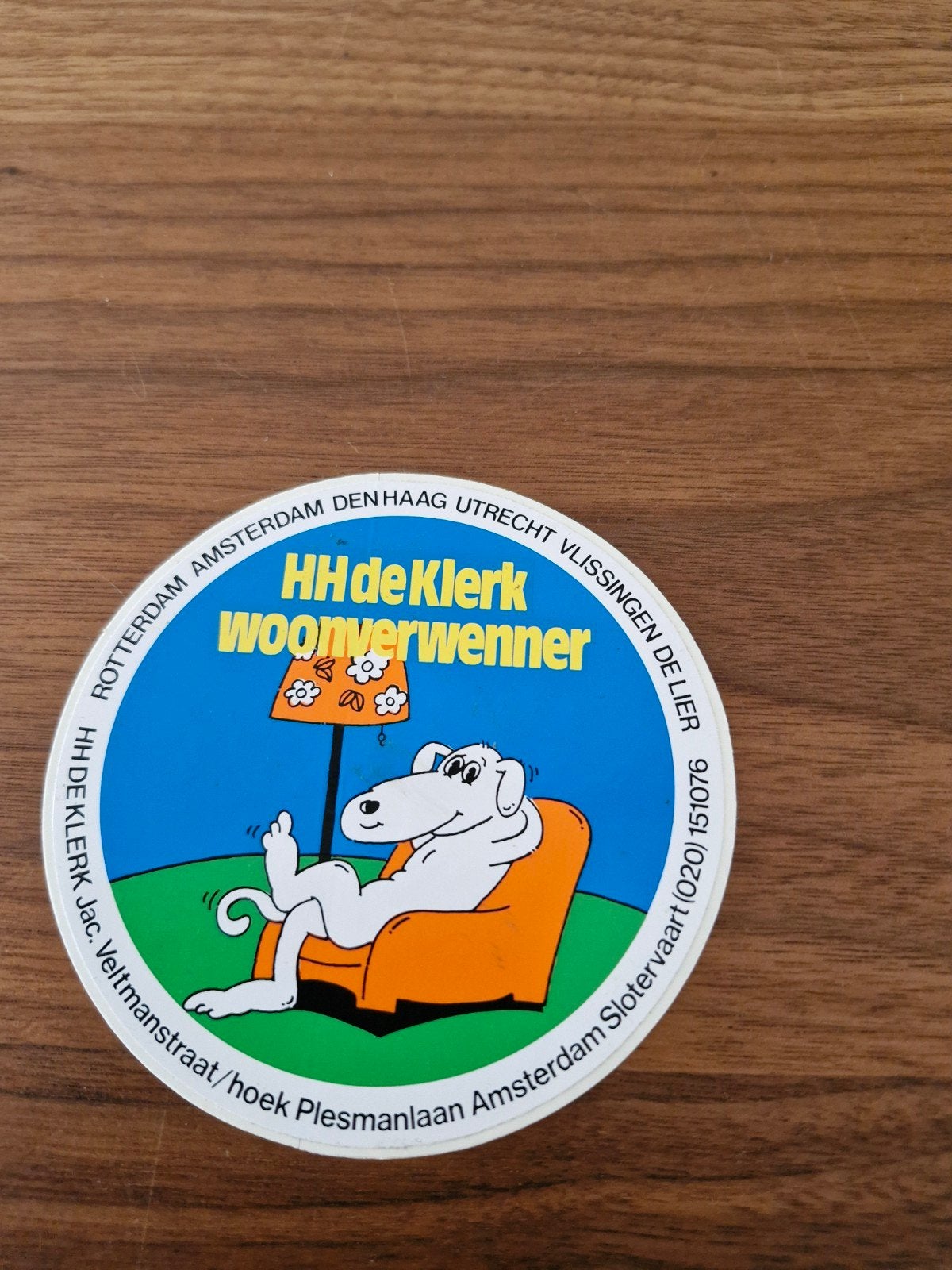 11476 Vintage HH de Klerk Woonverwenner sticker, Verzamelen, Ophalen of Verzenden, Gebruikt