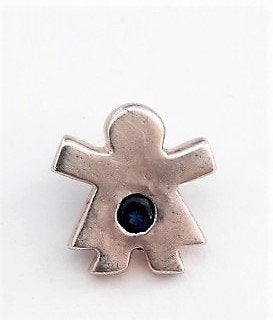 Zilveren hanger meisje met blauwe geboortesteen (Saffier), Ophalen, Zo goed als nieuw, Zilver, Zilver