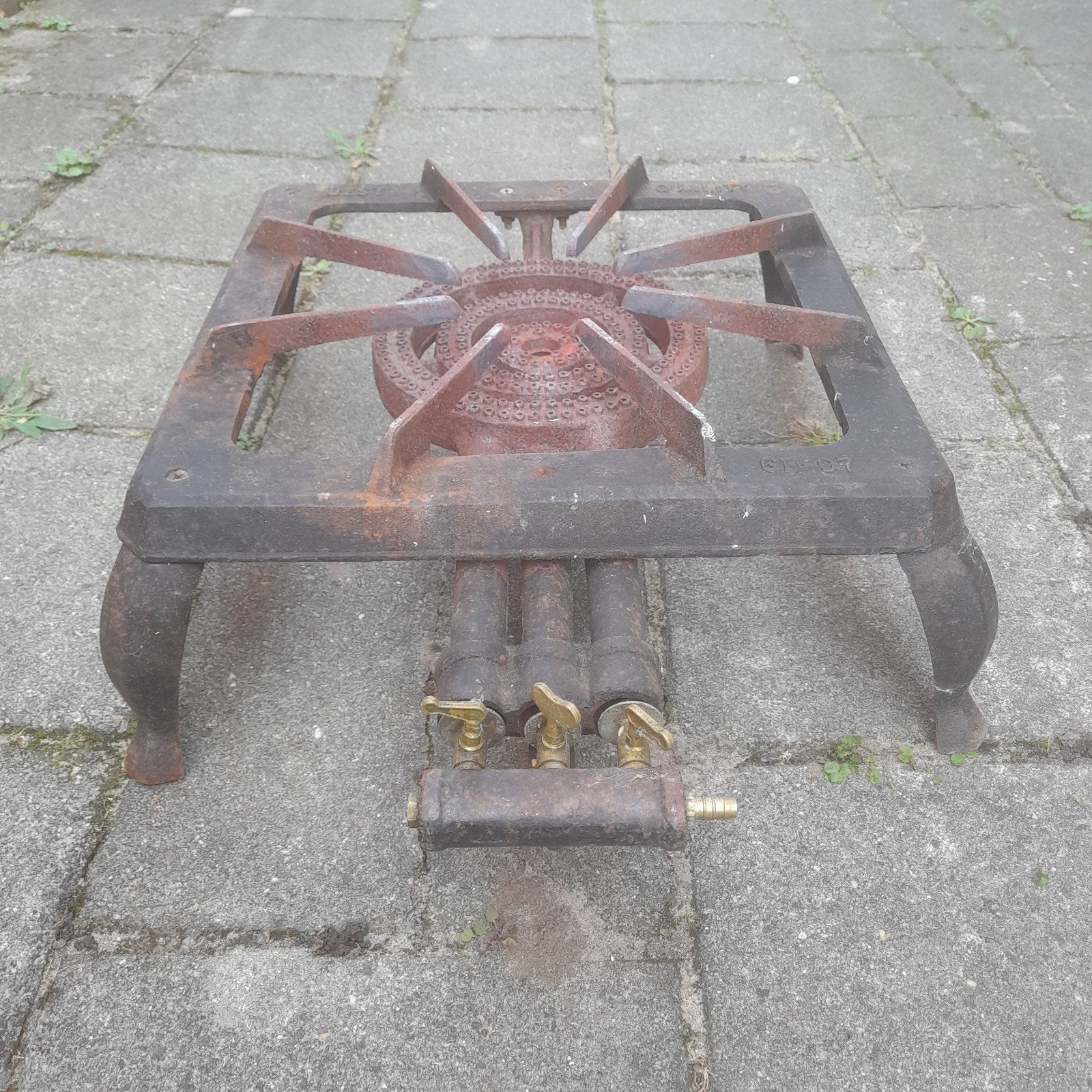 Gietijzeren gasbrander voor buitenkeuken of camping, Ophalen, Gebruikt, Minder dan 85 cm, 3 kookzones of minder