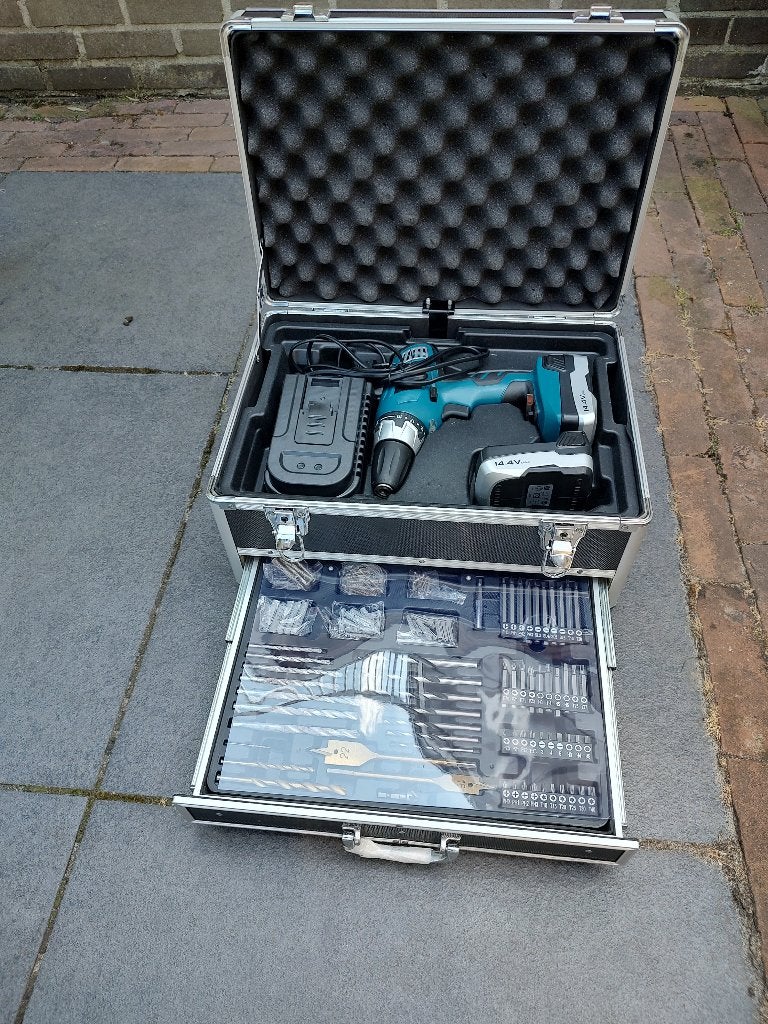 Gamma accu-schroefboormachine met 2x 14,4 Volt accu, nieuw., Ophalen of Verzenden, Nieuw, Minder dan 400 watt, Boor- en Schroefmachine
