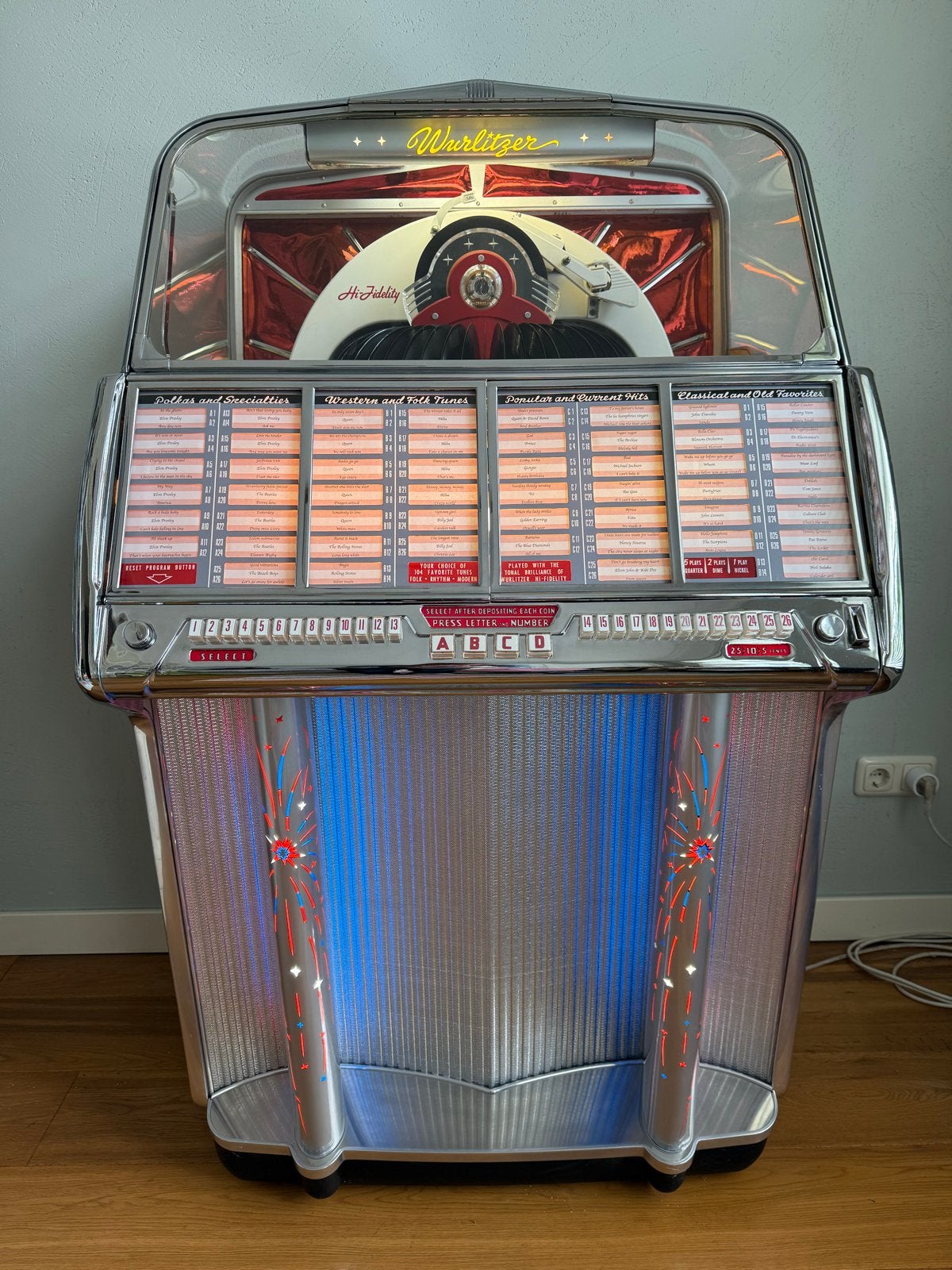Wurlitzer 1800 jukebox uit 1955 met recente restauratie, Verzamelen, Automaten | Jukeboxen, Ophalen, Zo goed als nieuw, 1950 tot 1960
