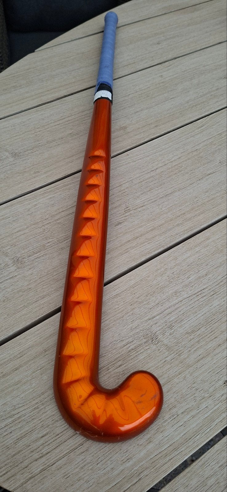 Oranje hockeystick met blauwe grip ( keeperstick), Ophalen, Gebruikt, Stick