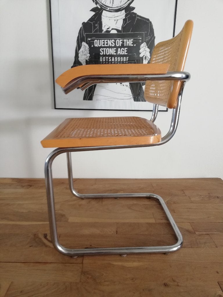 6x thonet stijl Breuer Cesca buisframe stoel rotan webbing, Vintage Bauhaus Design, Ophalen of Verzenden, Zo goed als nieuw, Vijf, Zes of meer stoelen
