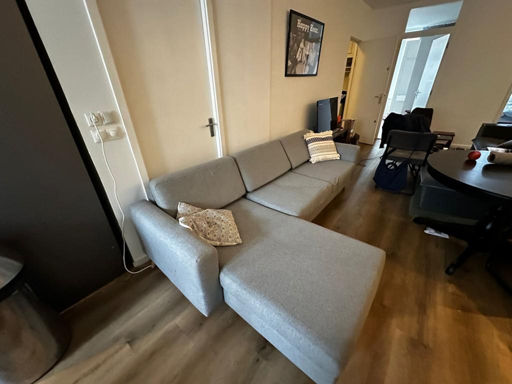 Grijze IKEA Hoekbank in goede staat, Gebruikt, 100 tot 125 cm, Hoekbank, Driepersoons