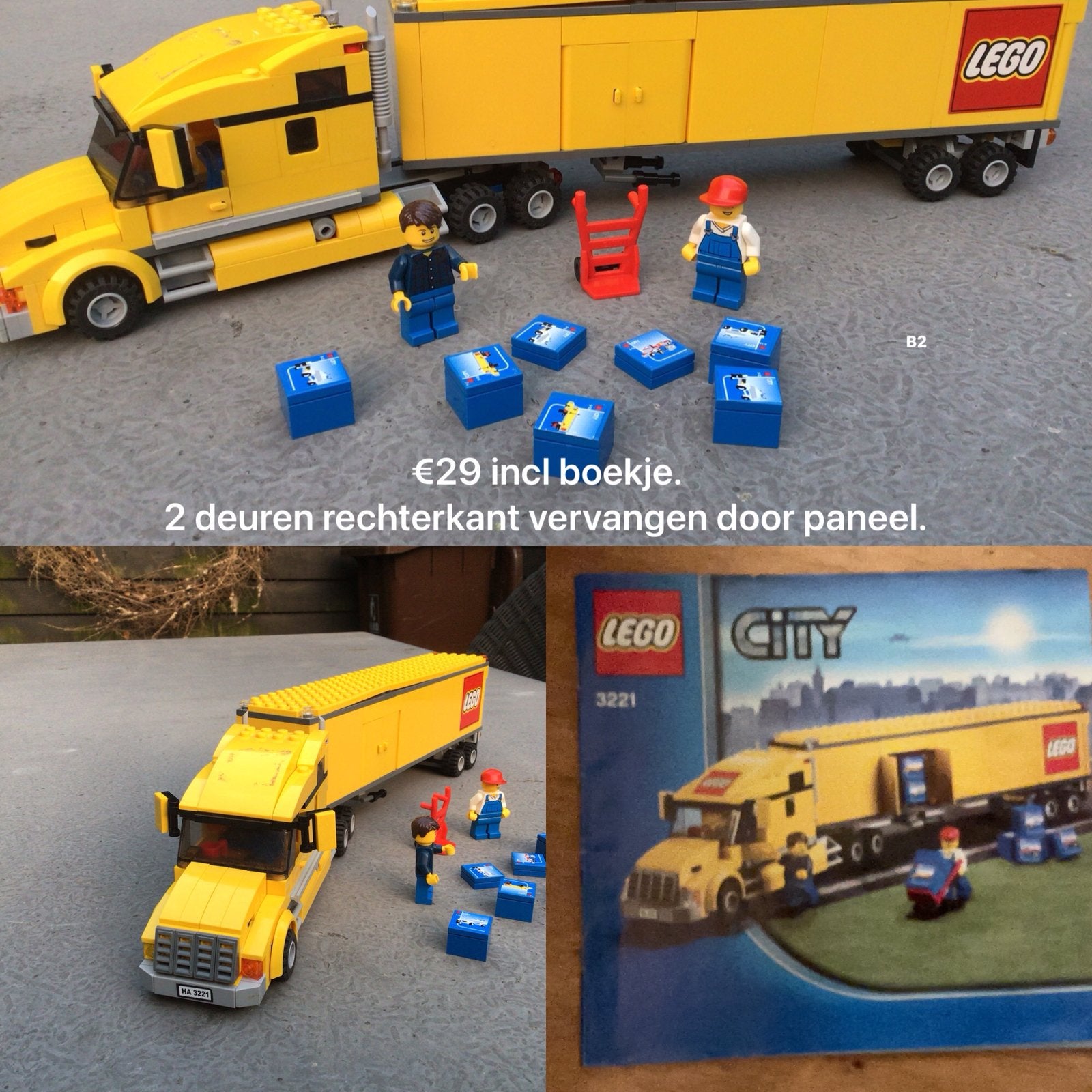 LEGO 3221 City Vrachtwagen met aanhanger en minifiguren, Lego, Ophalen of Verzenden, Inclusief accessoires, Complete set