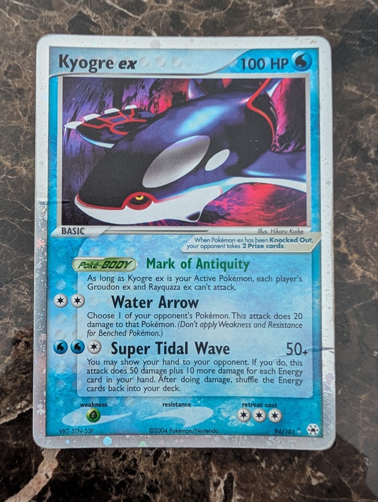 Kyogre ex - 94/101 - Hidden Legends - Holo ex, Ophalen of Verzenden, Gebruikt