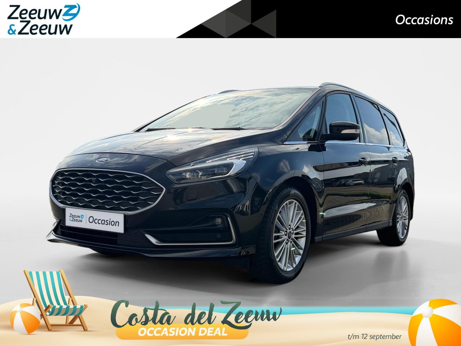 Ford Galaxy 2.5i HEV | Dealer onderhouden | Automaat | Pano, Auto's, Ford, Stof, Gebruikt, Zwart, Bedrijf