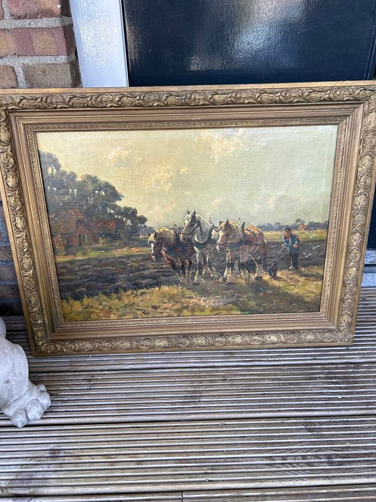 Olieverf schilderij M. Ottee met lijst, Antiek en Kunst, Ophalen