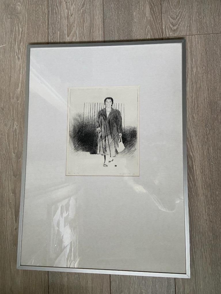 Hans Leijerzapf (1951), 'Lopende vrouw', ets eigendruk , Antiek en Kunst, Kunst | Schilderijen | Modern, Ophalen of Verzenden