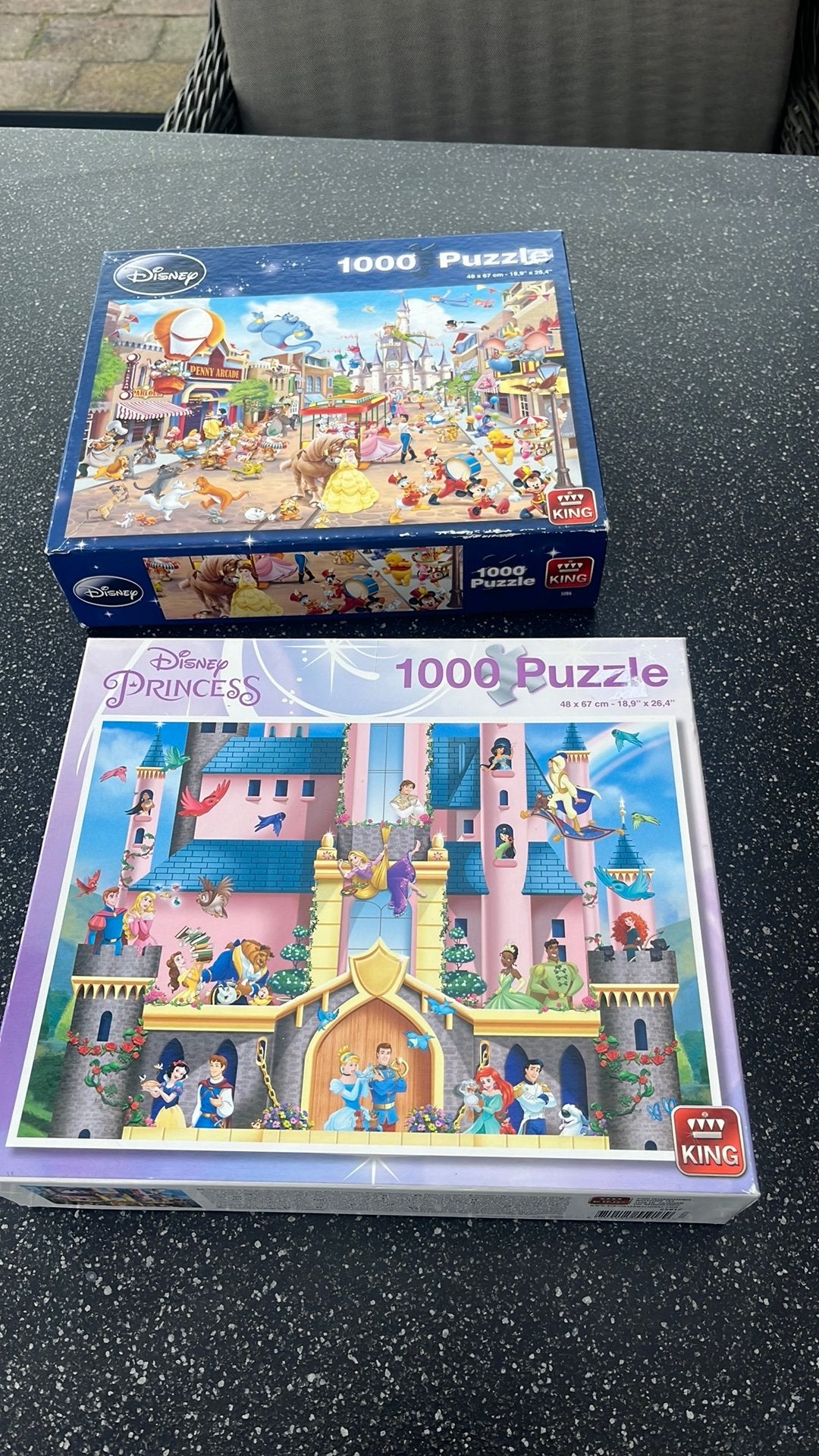 1000 stukjes disney puzzels per stuk 4 euro, Hobby en Vrije tijd, Ophalen of Verzenden, 500 t/m 1500 stukjes, Zo goed als nieuw