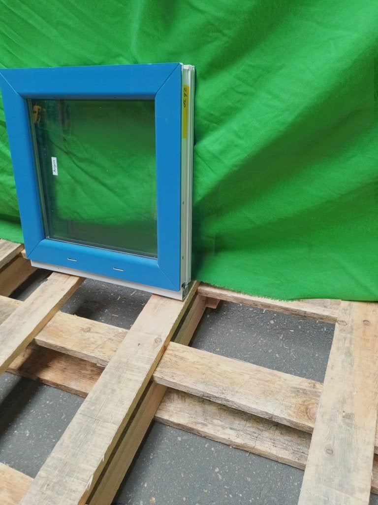 Kunststof Vast kozijn b50 x h50 cm Blauw  -2630-, Niet ingevuld, Kunststof, Minder dan 75 cm, Raamkozijn