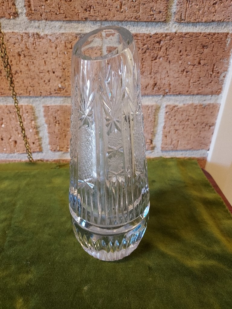Kristallen ronde geslepen vaas., Verzenden