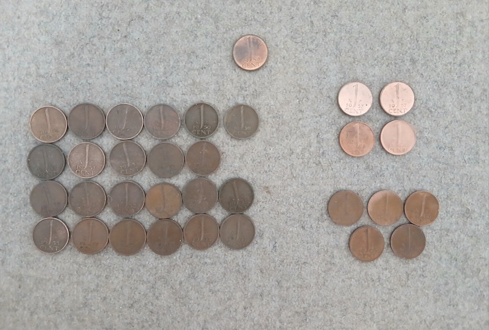 33 bronzen Juliana centen, leuk lot (4x unc), Ophalen of Verzenden, Koningin Juliana, 1 cent