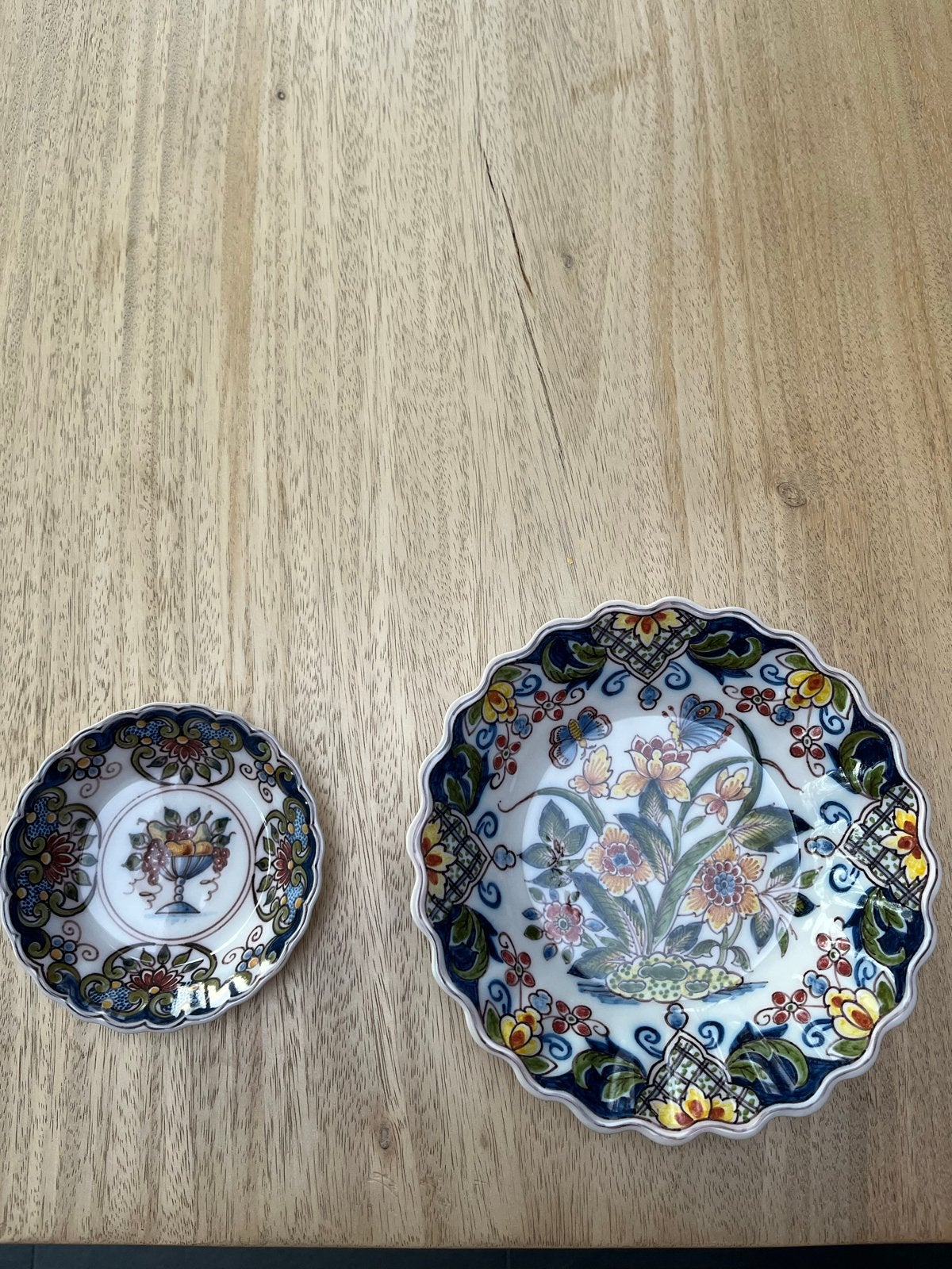 Decoratieve bordjes met bloemmotief - Set van 2, Ophalen