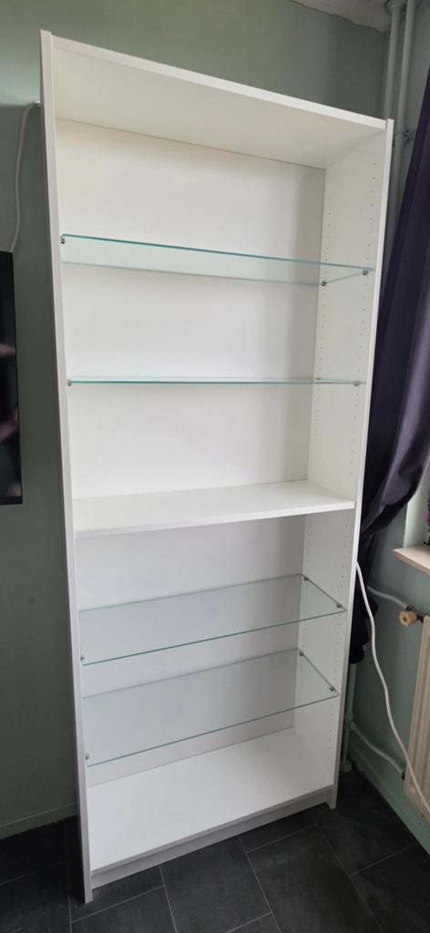 Billy boekenkast van Ikea met glazen planken, Ophalen, Gebruikt, 200 cm of meer, 50 tot 100 cm