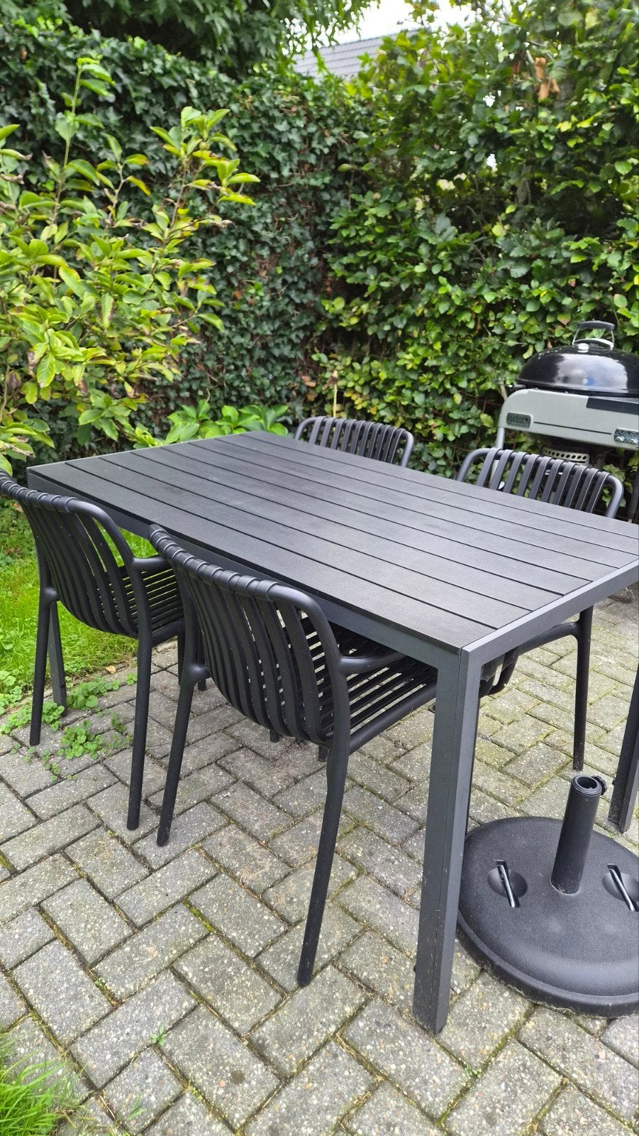 Tuinset met houtlook tafel en 4 stoelen - Zo goed als nieuw, Tuin en Terras, Ophalen, 4 zitplaatsen, Zo goed als nieuw, Tuinset