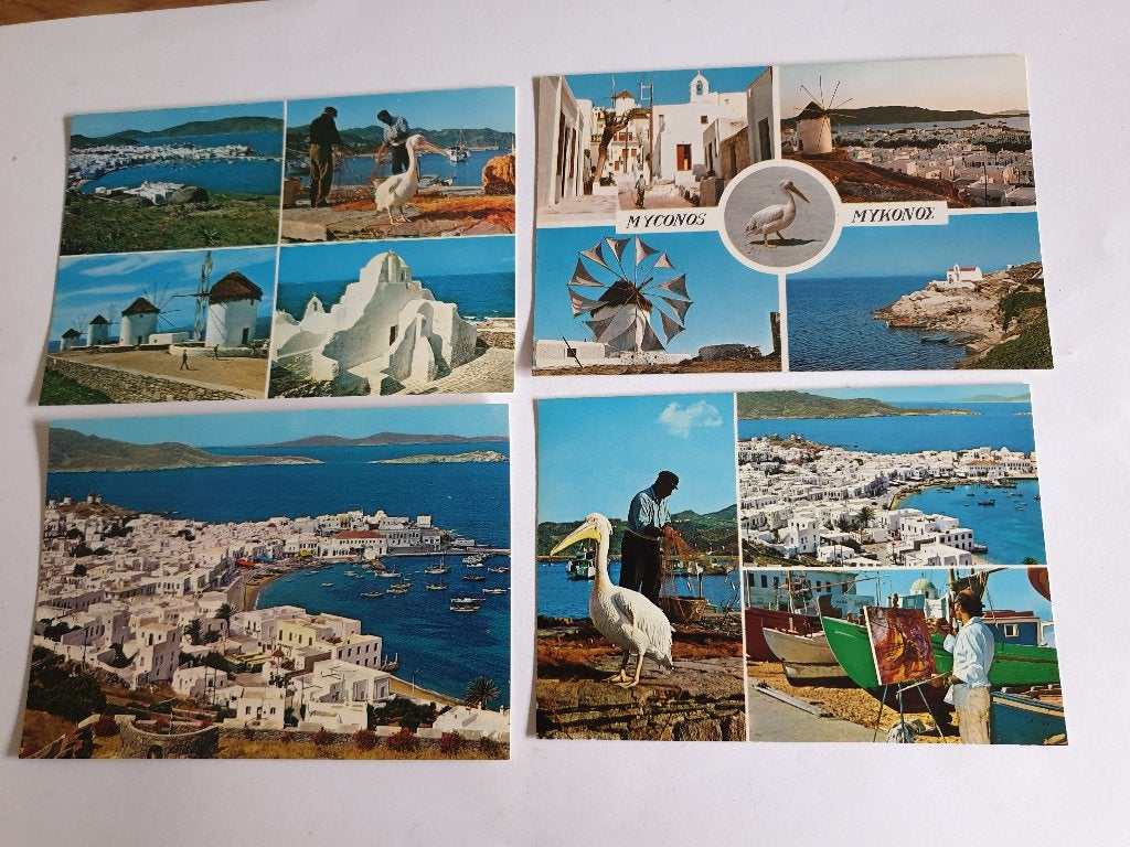 3354 griekenland mykonos 4 kaarten, Verzamelen, Verzenden, 1980 tot heden, Overig Europa