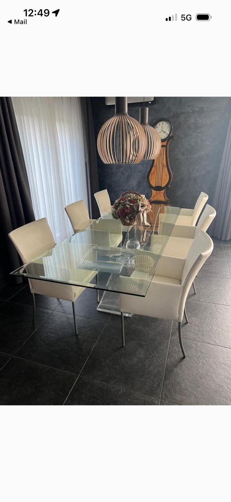 Prachtige eettafel Gabbiano, Italiaans ontwerp & design, Ophalen, Gebruikt, 200 cm of meer, Glas