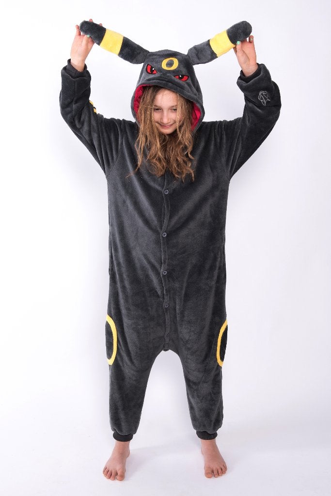 Umbreon onesie 128-134 Pak Kostuum Zwart Pokemon, Kinderen en Baby's, Ophalen of Verzenden, Zo goed als nieuw, 134 t/m 140, Jongen of Meisje