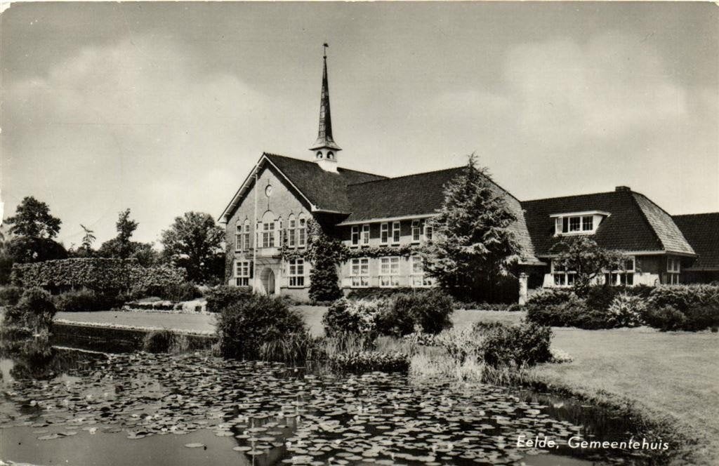 Eelde, Gemeentehuis - 1966 gelopen, Verzamelen, Ophalen of Verzenden, 1960 tot 1980, Gelopen, Drenthe