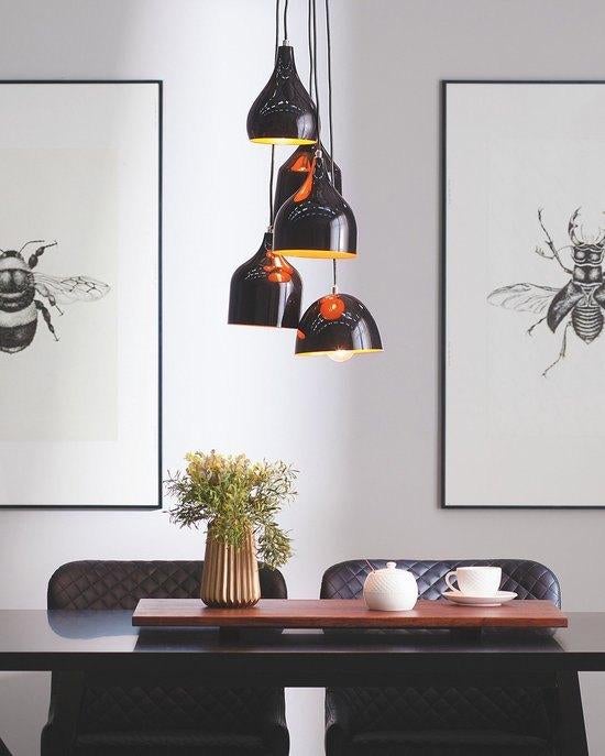 Modern Black 5-Light Pendant Lamp - Chericoni - With Bulbs, Huis en Inrichting, Lampen | Hanglampen, Ophalen, Zo goed als nieuw