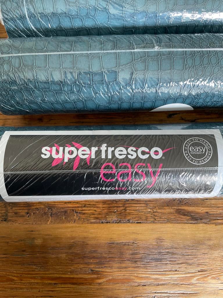 SuperFresco Easy Krokodil Blauw Behang - 9Rollen, Huis en Inrichting, Ophalen, 10 tot 25 m², Blauw