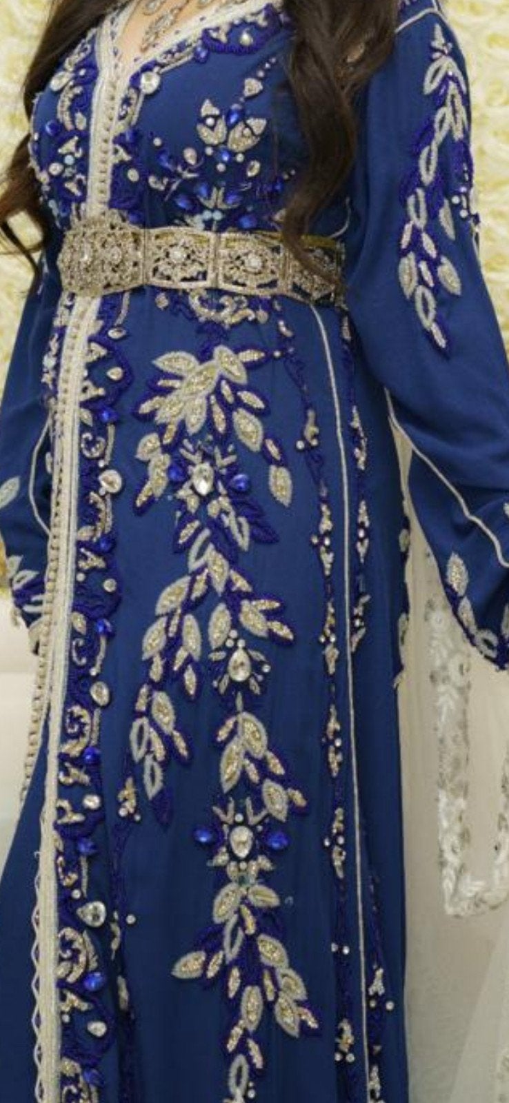 Elegante Marokkaanse jurk - Caftan, Kleding | Dames, Maat 38/40 (M), Overige typen, Blauw, Ophalen of Verzenden