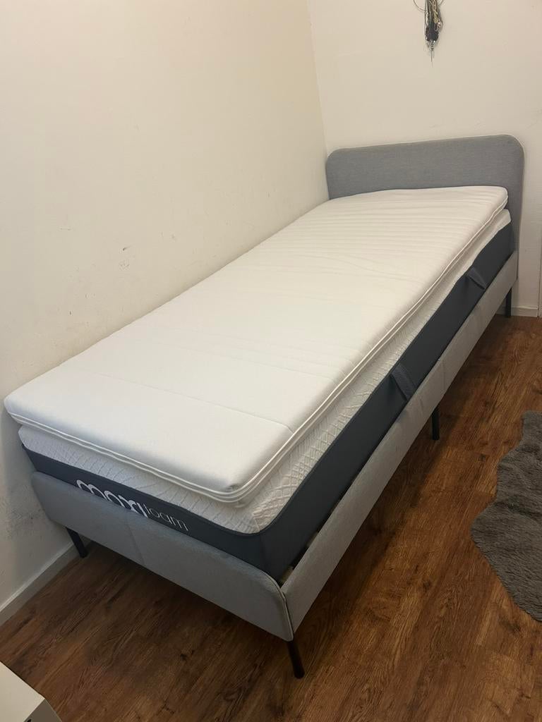 Eenpersoons bed met lattenbodem, matras en topper, Ophalen, Overige materialen, 90 cm, Eenpersoons