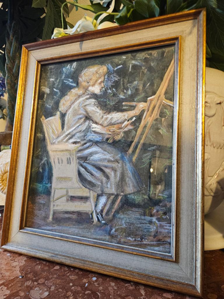2x Pasteltekening in lijst, onbekende signatuur, Ophalen of Verzenden