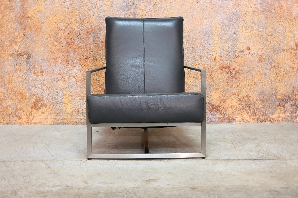 ZGANieuw! grijze leren Topform Prado design fauteuil
