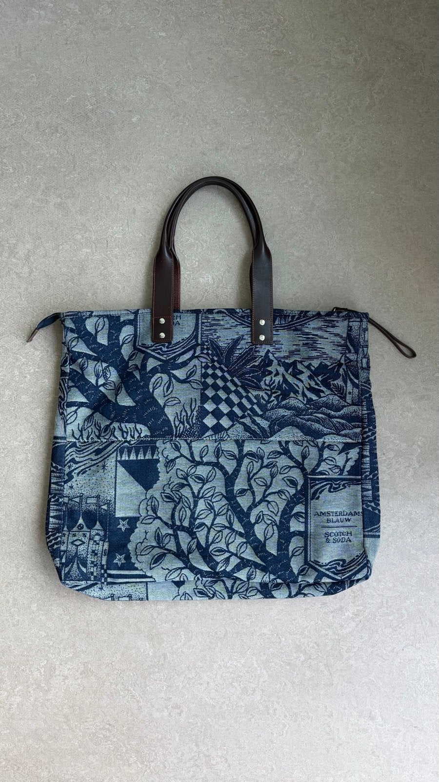 Scotch & Soda Tas - Blauw met print, Sieraden, Tassen en Uiterlijk, Ophalen of Verzenden, Gebruikt, Blauw, Shopper