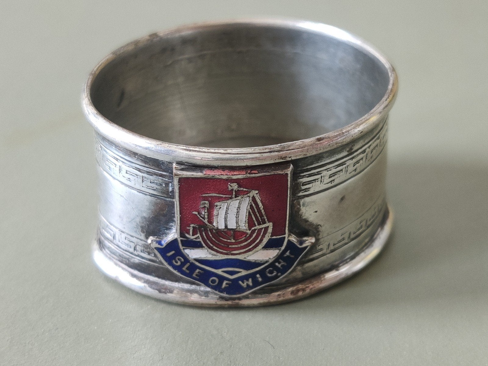 Vintage Zilveren Servetring Isle of Wight, Ophalen of Verzenden