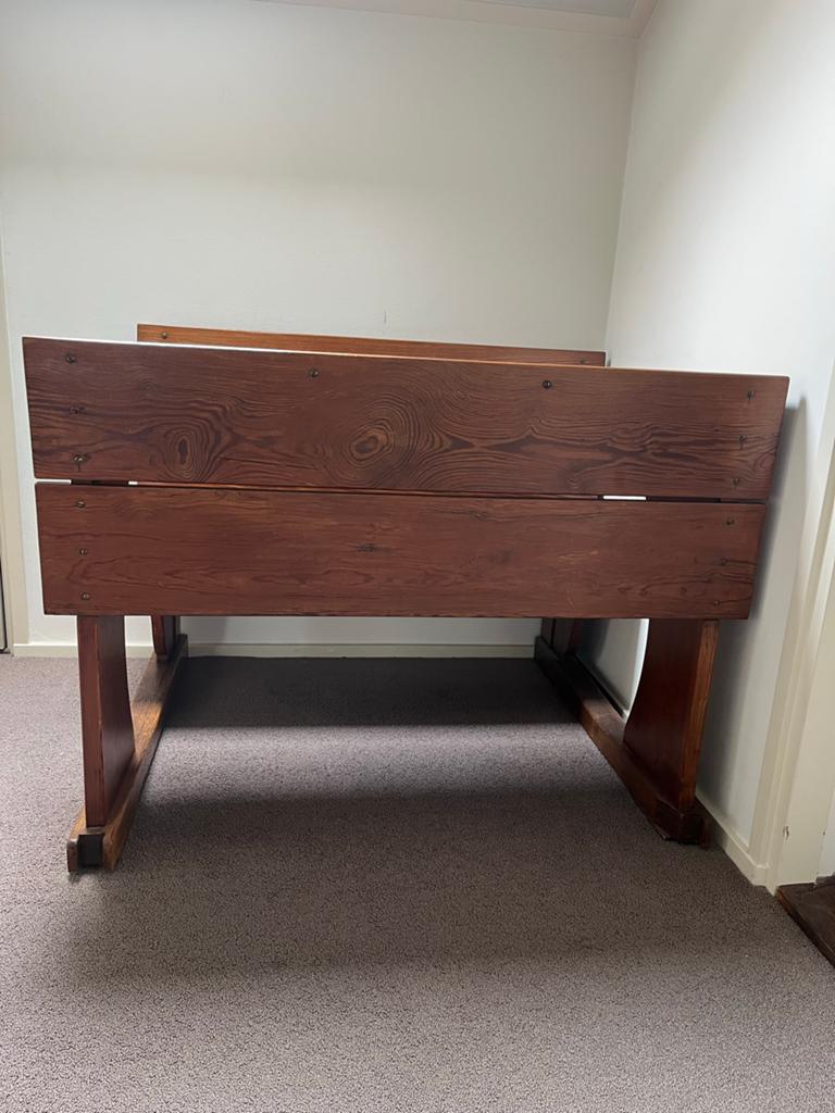 Vintage houten schoolbank met bankje, Antiek en Kunst, Antiek | Meubels | Stoelen en Banken, Ophalen