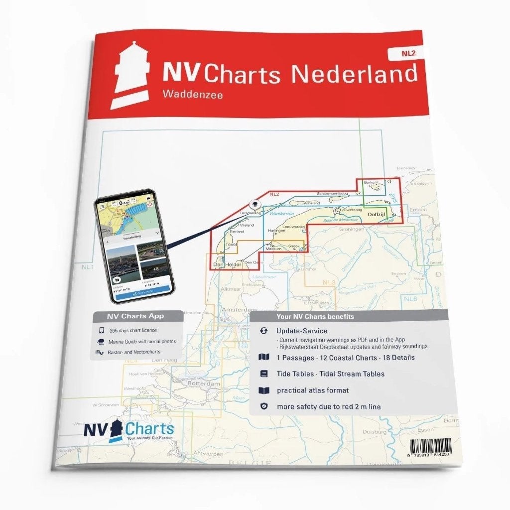 NV Charts Waddenzee NL2 incl app, Watersport en Boten, Ophalen of Verzenden, Zo goed als nieuw, Gps of Kompas