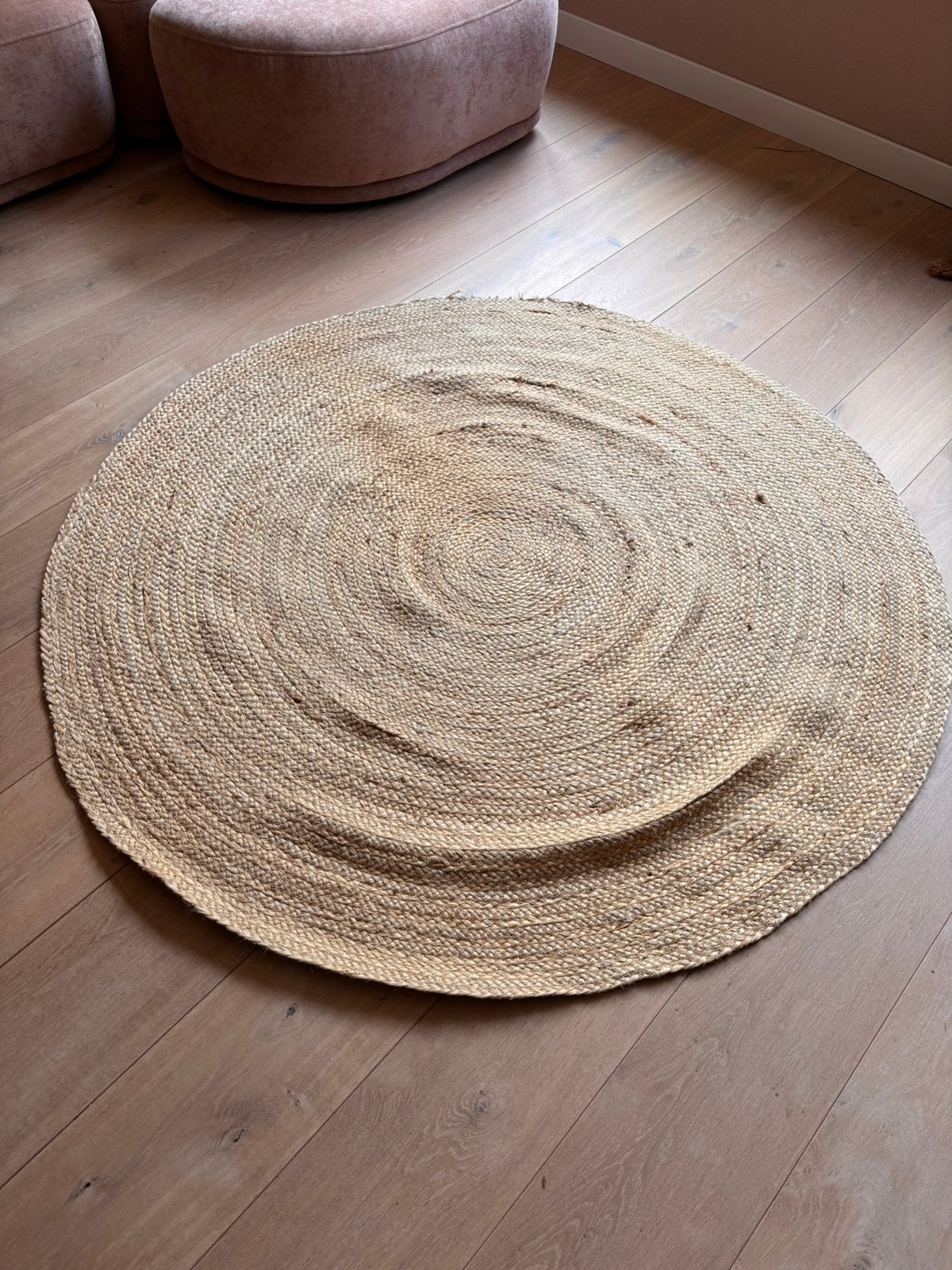Rond vloerkleed jute 150cm, Ophalen, Zo goed als nieuw, Rond, 150 tot 200 cm