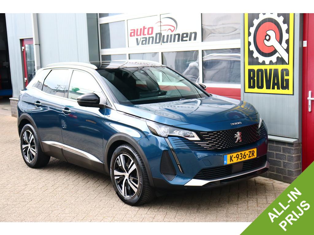 Peugeot 3008 1.2 PureTech GT O.a: Afn. trekhaak, Alcantara,, Gebruikt, 1199 cc, Met garantie (alle), Blauw
