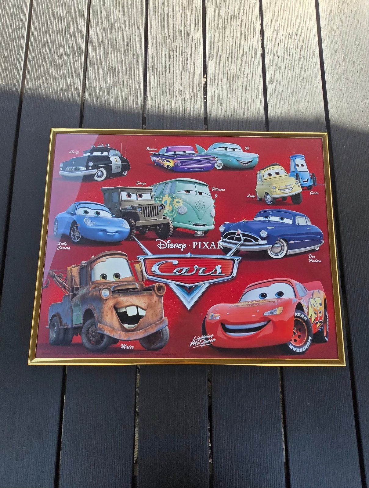 Disney Pixar Cars ingelijste poster, Minder dan 50 cm, Gebruikt, Ophalen of Verzenden, Foto of Poster