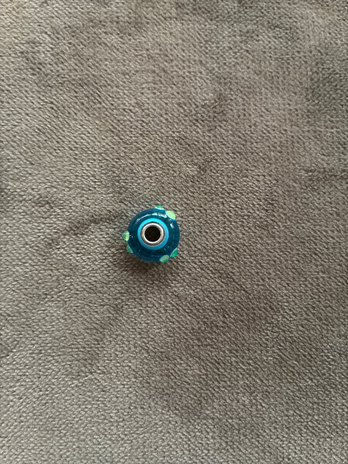 Trollbeads glazen bedel, blauw met stippen, Ophalen, Glas of Kristal, Zo goed als nieuw, Trollbeads
