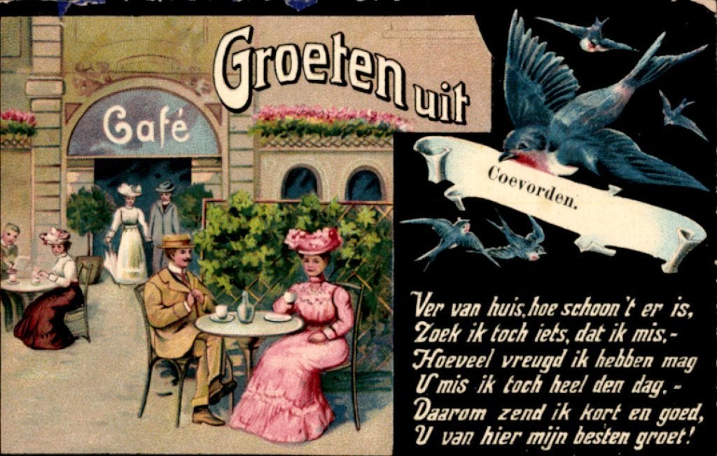 Coevorden KVR05 1544 Afbeelding van Cafe in Coevorden, Verzenden, 1920 tot 1940, Gelopen, Drenthe