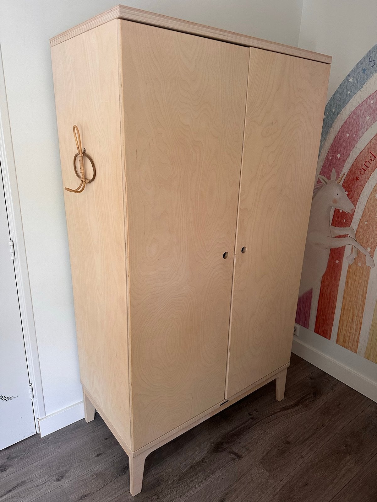 Houten kledingkast met planken en hangruimte, Ophalen, Gebruikt, 50 tot 100 cm, 150 tot 200 cm
