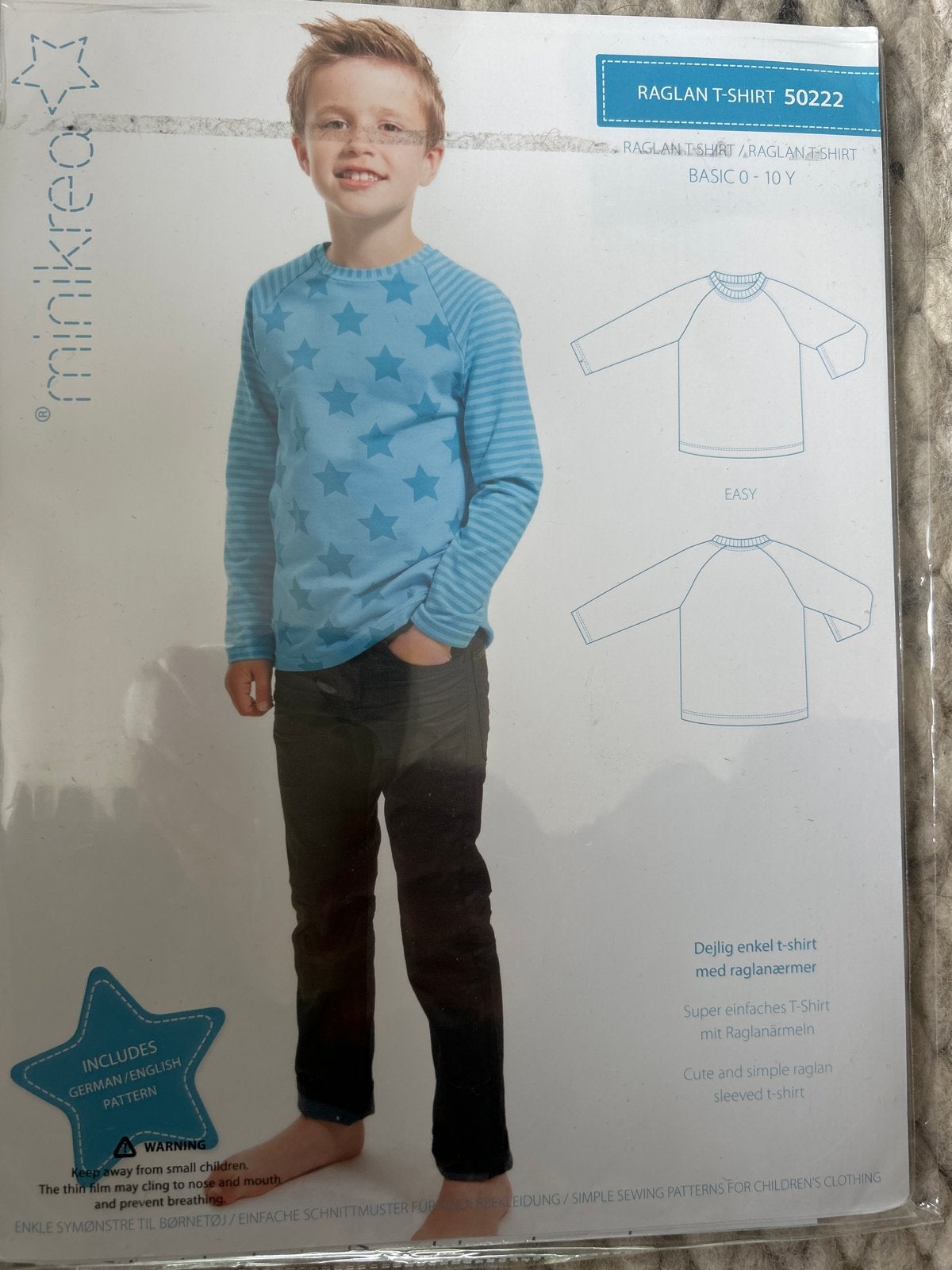 Minikrea Raglan T-shirt Patroon 50222 (0-10 jaar), Overige merken, Kind, Nieuw, Ophalen of Verzenden
