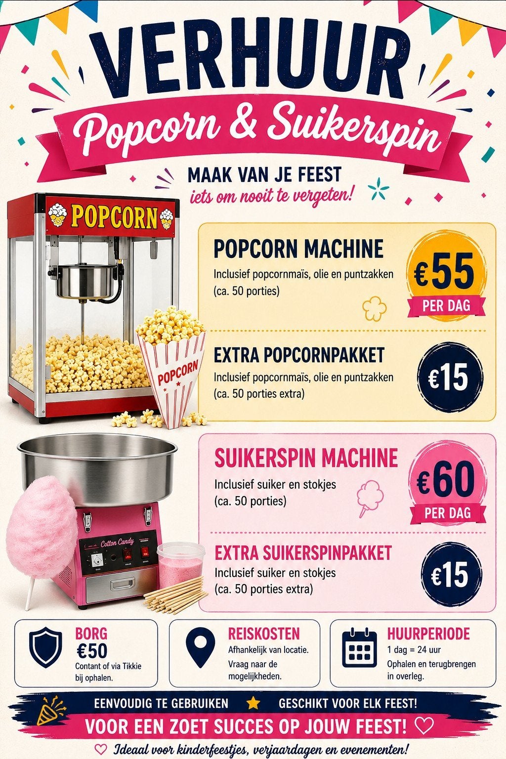 Suikerspin en popcorn verhuur, Ophalen