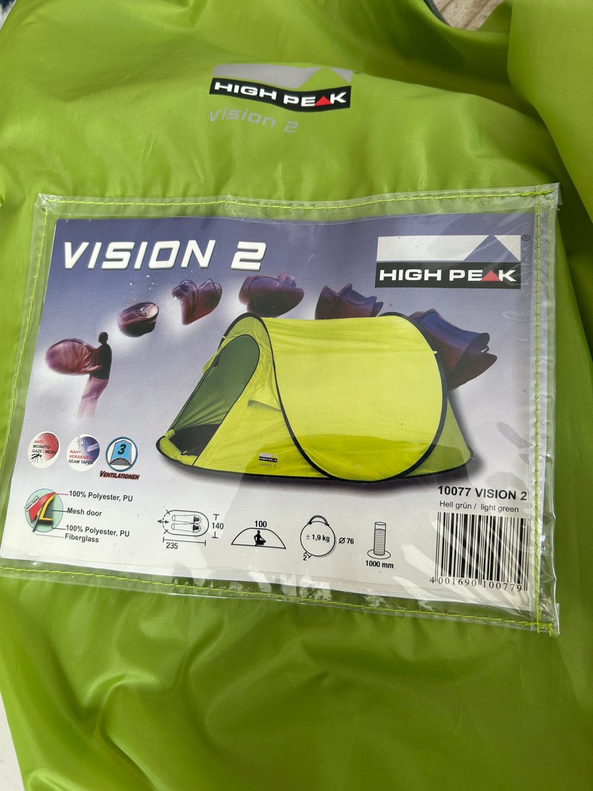 High Peak vision 2 popup tent vaste prijs €29.99, Ophalen, Zo goed als nieuw, Tot en met 2