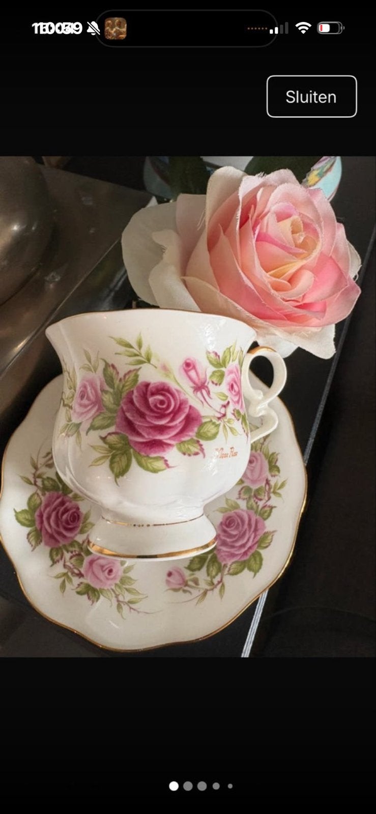 Royal Ascot Moss Rose Kop en Schotel - Fijn Bone China, Ophalen of Verzenden