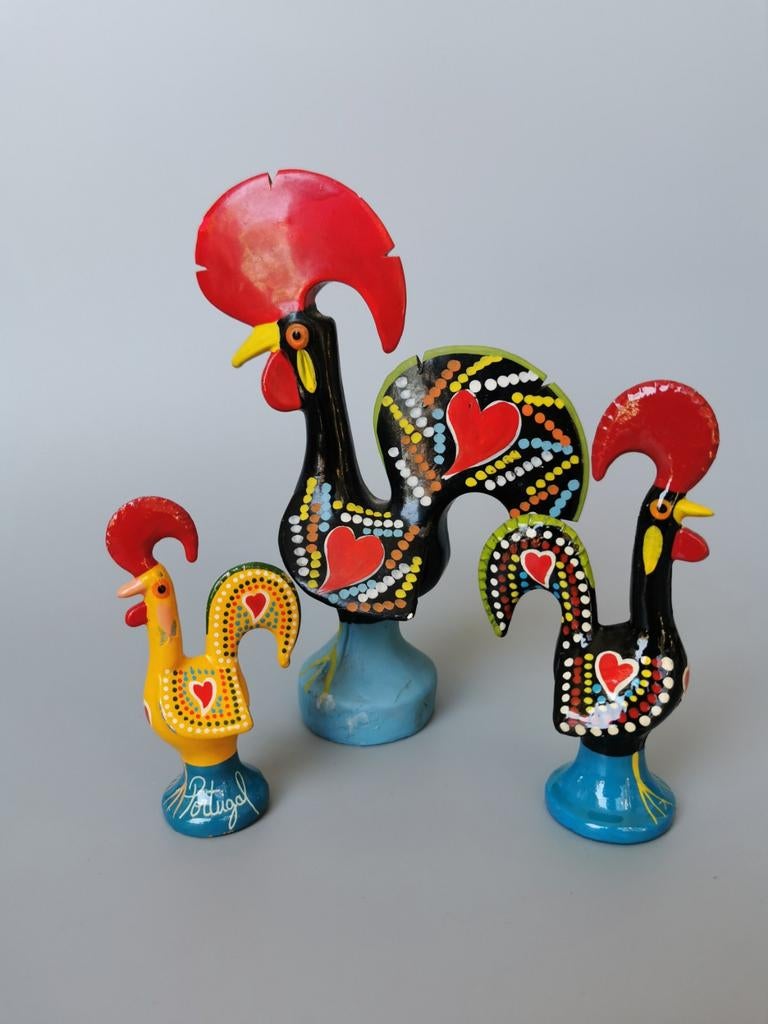 Retro vintage hanen van emaille en keramiek Pasen, Verzamelen, Verzenden, Zo goed als nieuw, Dier