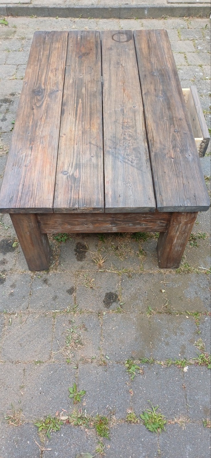 Robuuste salontafel met lade 130x75x48, Huis en Inrichting, Tafels | Salontafels, Ophalen, Gebruikt, 100 tot 150 cm, 50 tot 100 cm