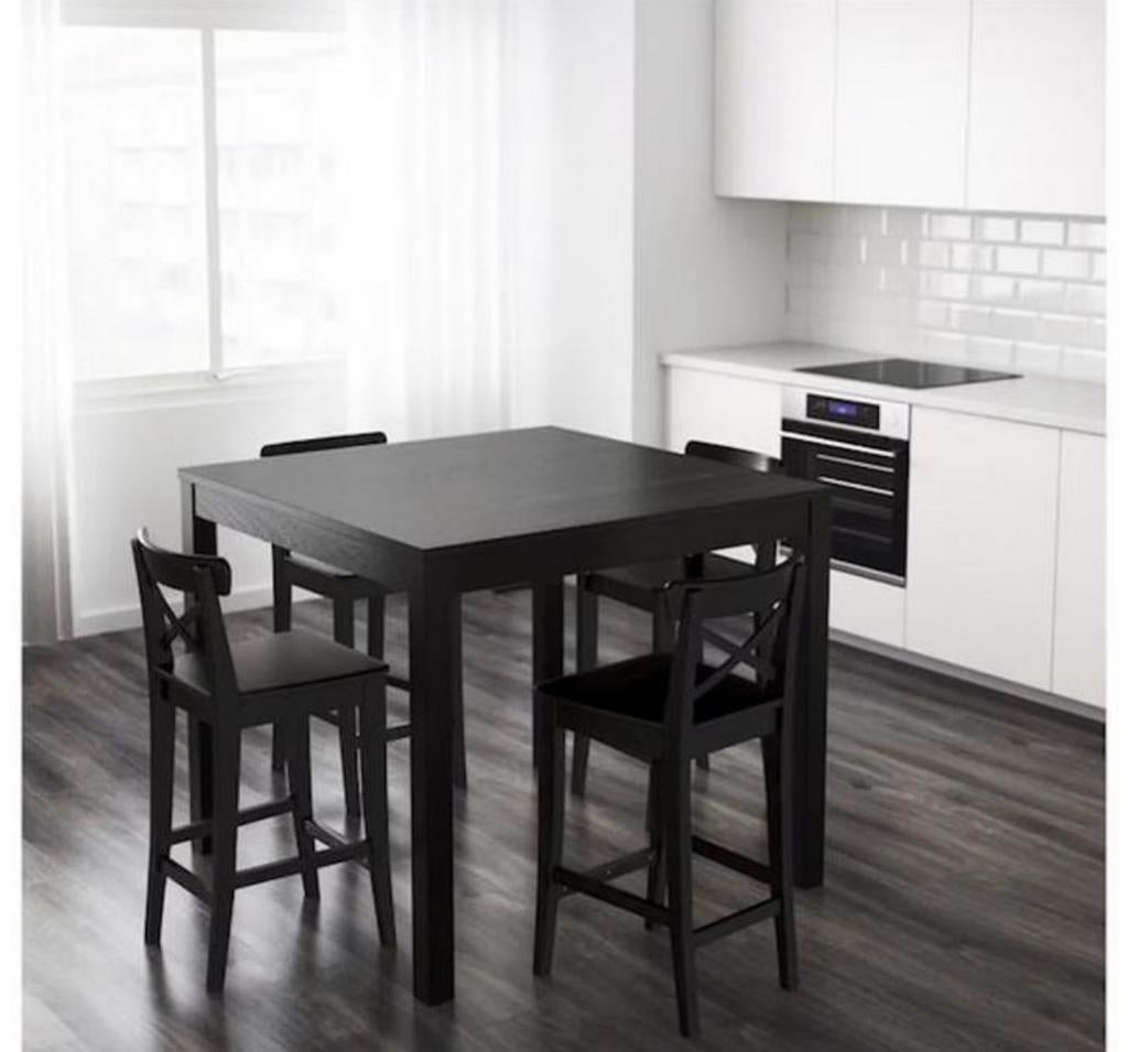 Ikea bjursta bartafel met krukken, Gebruikt, 100 tot 150 cm, Rechthoekig, 50 tot 100 cm