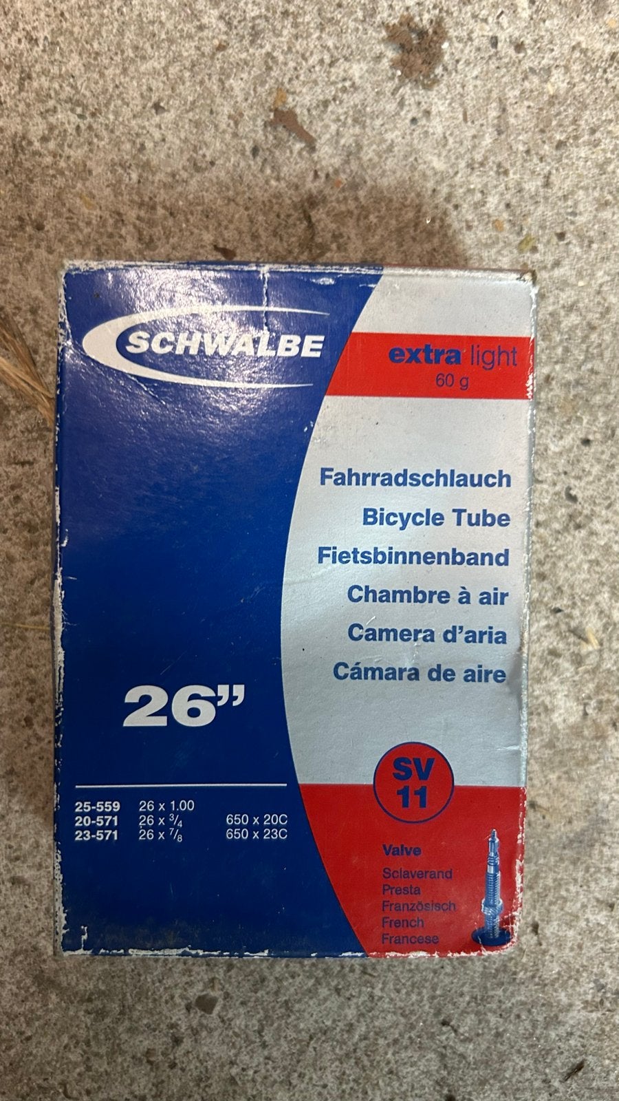 Schwalbe Fietsbinnenband 26" Extra Light SV11, Ophalen, Band, Nieuw, Rubber