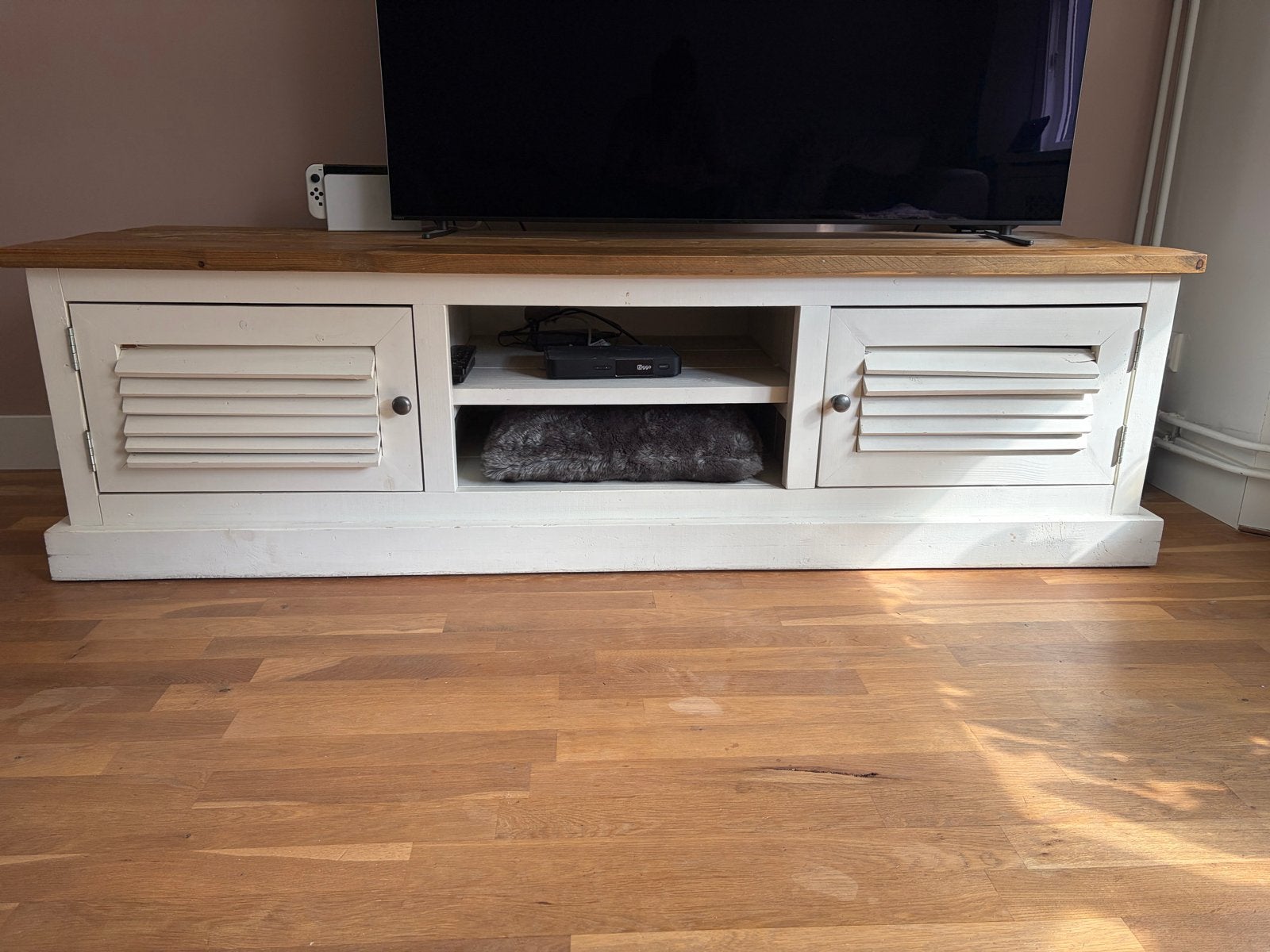 Houten TV-meubel met opbergruimte, Ophalen, Gebruikt, 150 tot 200 cm, Minder dan 100 cm