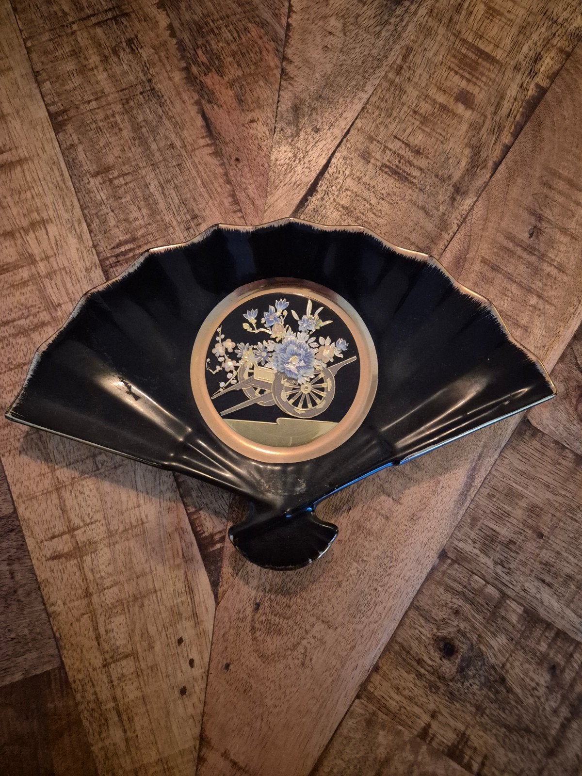 Chokin Art Japanse Waaier Schaal - 24K Goud, Antiek en Kunst, Ophalen of Verzenden